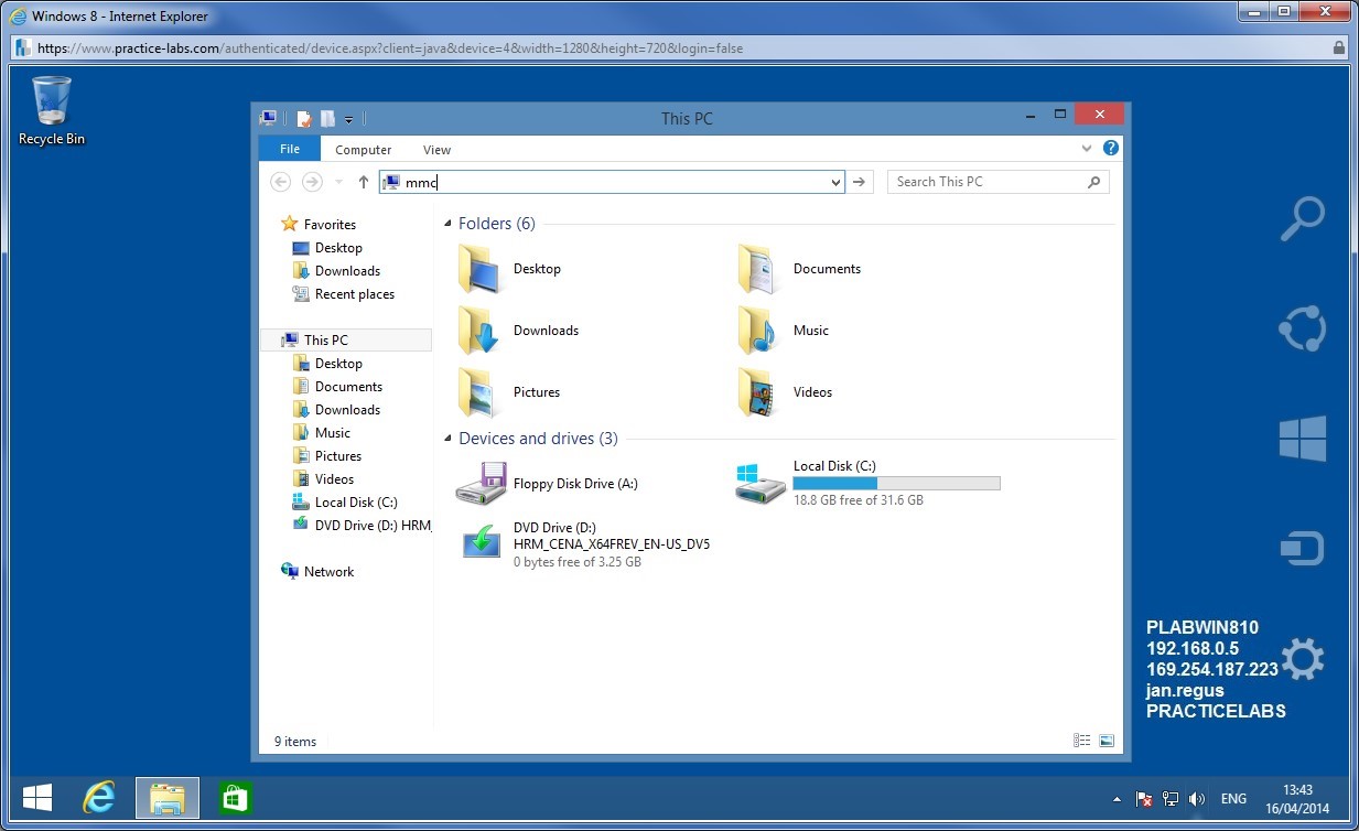 Practice Labs screenshot.